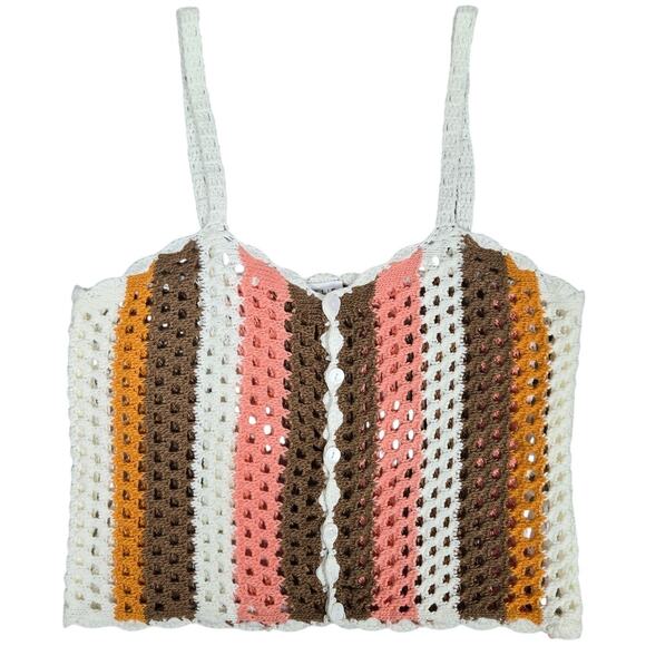 Le Lis Crochet Multi Color Summer Festival Cropped Tank Top M - Picture 1 of 7